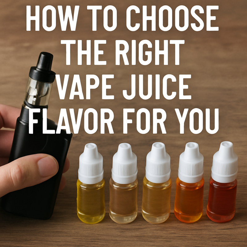 A colorful assortment of vape juice bottles with different flavors, highlighting the variety available for choosing the right vape juice flavor.