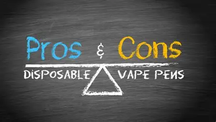 A sleek disposable vape device with a split background showing a green checkmark on one side and a red cross on the other, symbolizing the pros and cons of using disposable vapes.